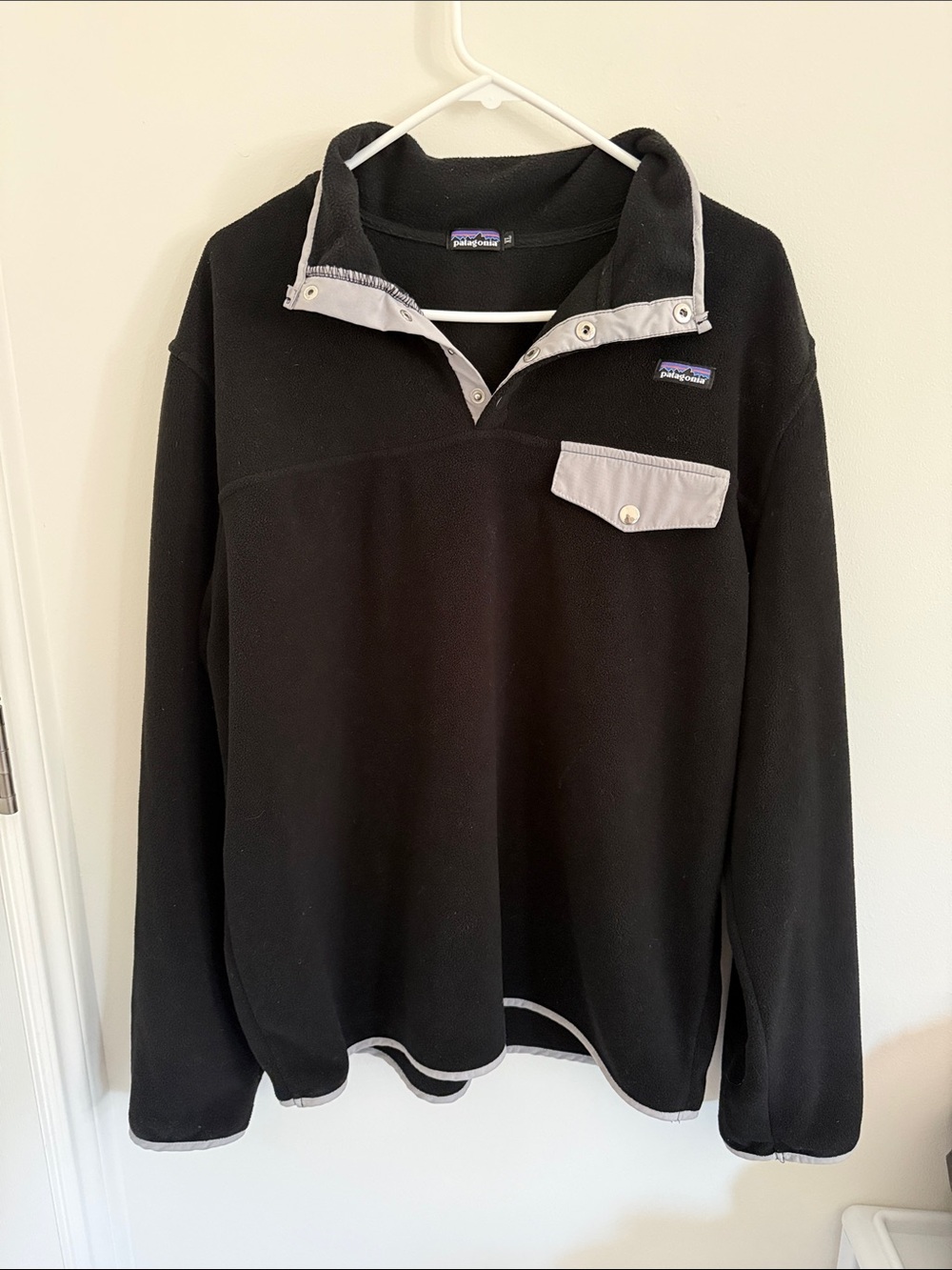 Patagonia Black Fleece Pullover with Light Gray Trim